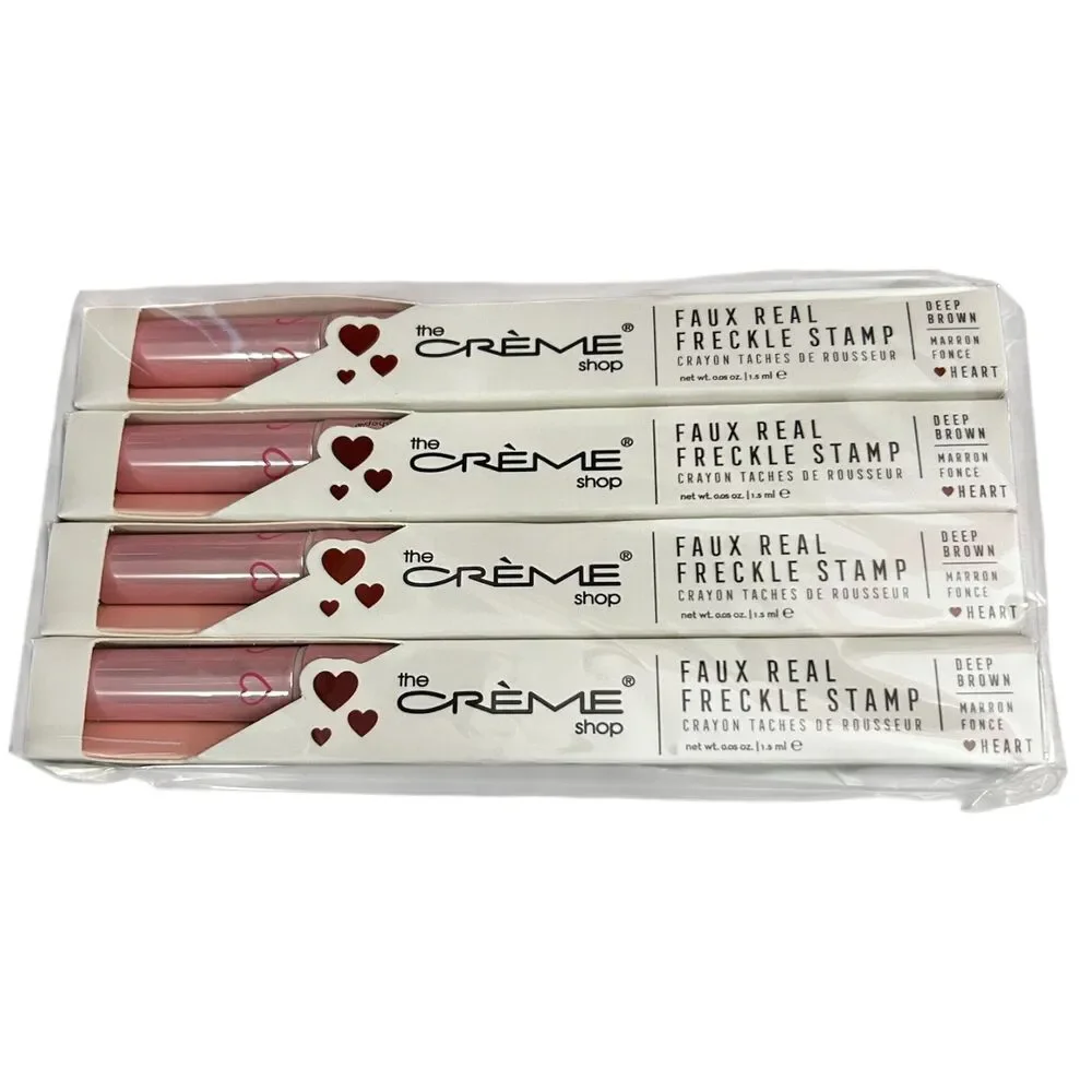4 The Crème Shop Faux Real Freckle Stamp & Eyeliner Pens Deep Brown Heart NIB